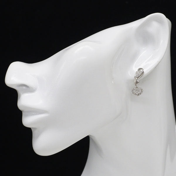 K18WG ハートシェイプ ダイヤモンド ピアス 0.16ct D0.46ct