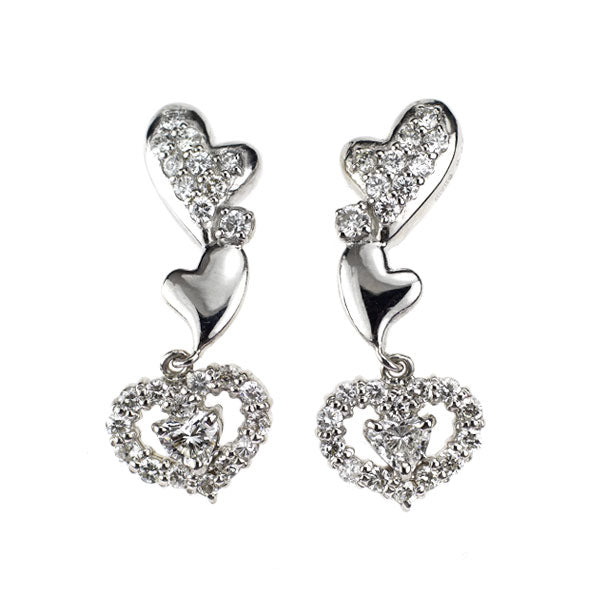 K18WG ハートシェイプ ダイヤモンド ピアス 0.16ct D0.46ct