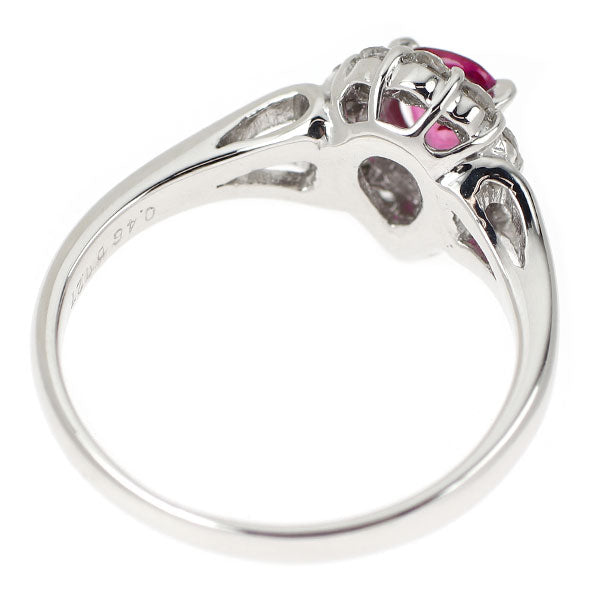 K18WG ペアシェイプ ピンクサファイア ダイヤモンド リング 0.46ct D0.27ct