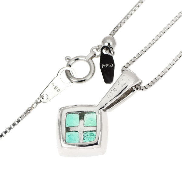 Pt900/ Pt850 エメラルド ダイヤモンド ペンダントネックレス 1.05ct D0.10ct