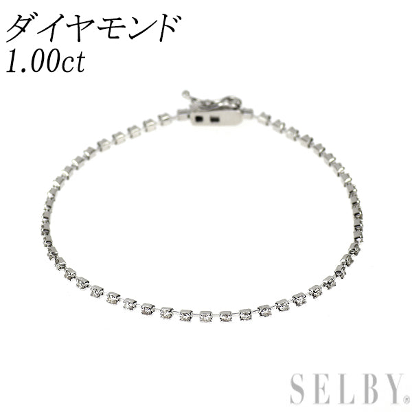 K18WG ダイヤモンド ブレスレット 1.00ct テニス