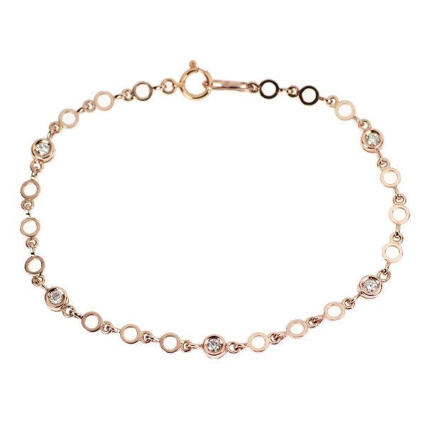 K14PG/K18PG ダイヤモンド ブレスレット 0.25ct ステーション