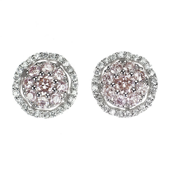 希少 Pt900 天然ピンク ダイヤモンド ピアス 0.76ct D0.30ct
