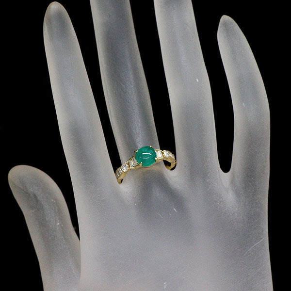 K18YG エメラルドキャッツアイ ダイヤモンド リング 1.04ct D0.47ct