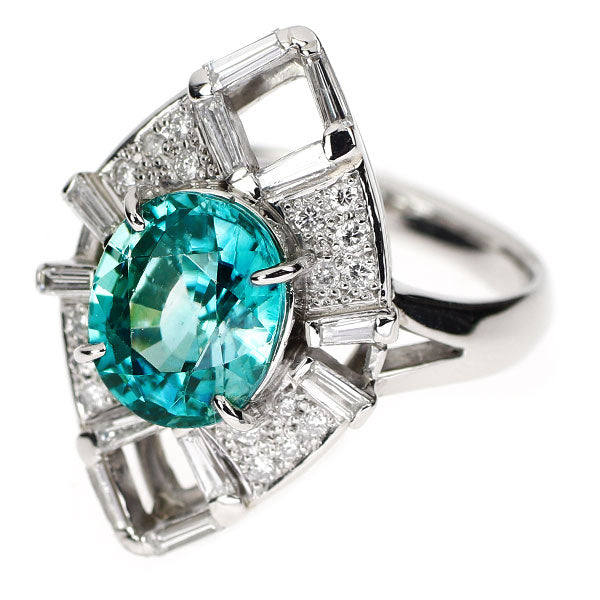 Pt900 ブルージルコン ダイヤモンド リング 5.15ct D0.72ct