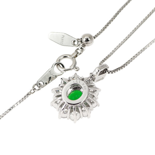Pt900/ Pt850 グリーンガーネット ダイヤモンド ペンダントネックレス 1.01ct D0.68ct
