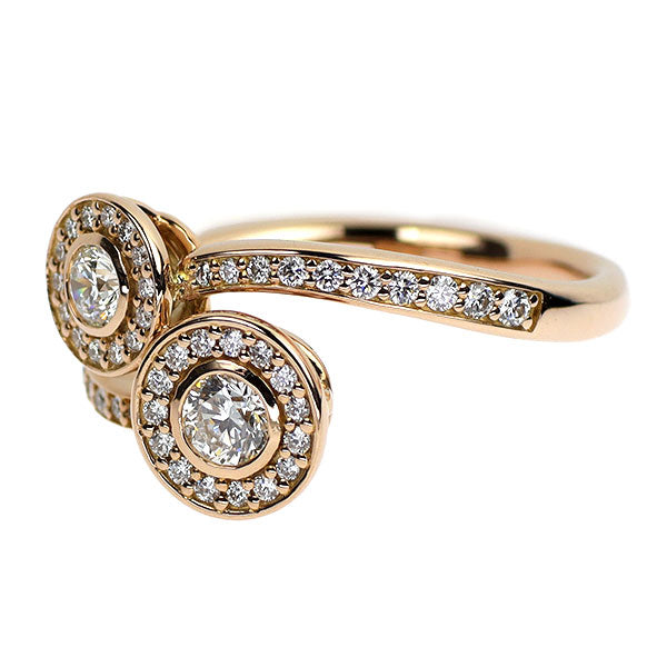 フォーエバーマーク K18PG ダイヤモンド リング 0.330ct D0.24ct Two D パヴェ