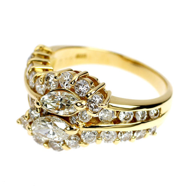 K18YG マーキス ダイヤモンド リング 0.78ct D1.37ct トワエモア