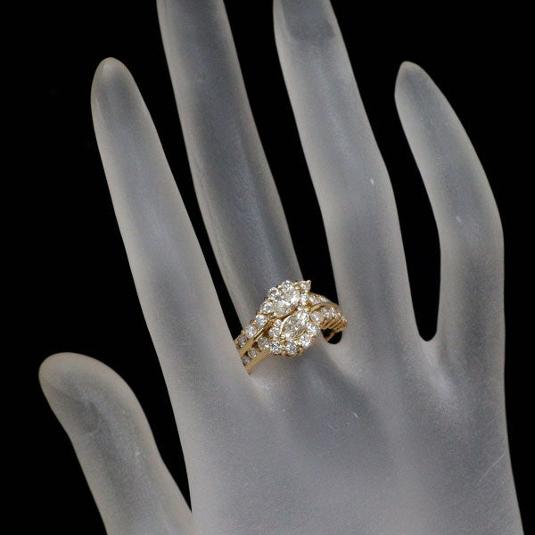 K18YG マーキス ダイヤモンド リング 0.78ct D1.37ct トワエモア