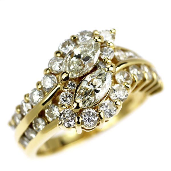 K18YG マーキス ダイヤモンド リング 0.78ct D1.37ct トワエモア