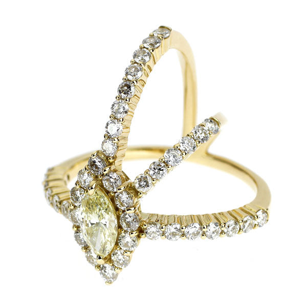 K18YG マーキス ダイヤモンド リング 0.632ct D1.43ct