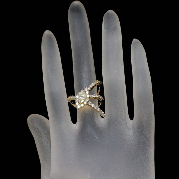 K18YG マーキス ダイヤモンド リング 0.632ct D1.43ct