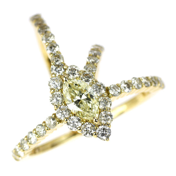 K18YG マーキス ダイヤモンド リング 0.632ct D1.43ct
