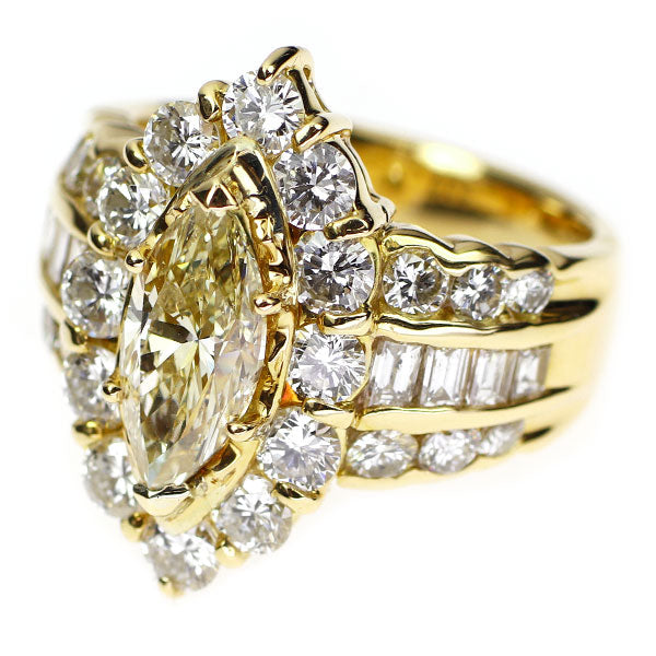K18YG マーキス ダイヤモンド リング 1.318ct D2.33ct