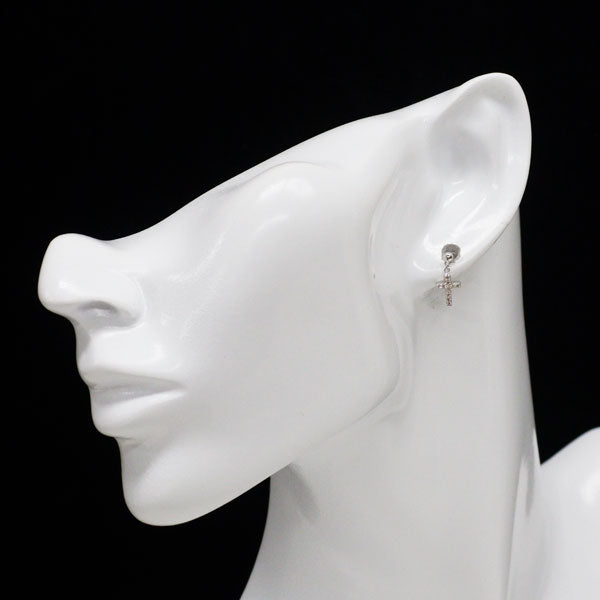 K18WG ダイヤモンド ピアス 0.12ct クロス