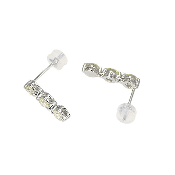 Pt900 ダイヤモンド ピアス 1.00ct スリーストーン