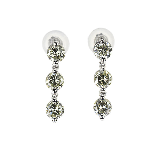 Pt900 ダイヤモンド ピアス 1.00ct スリーストーン