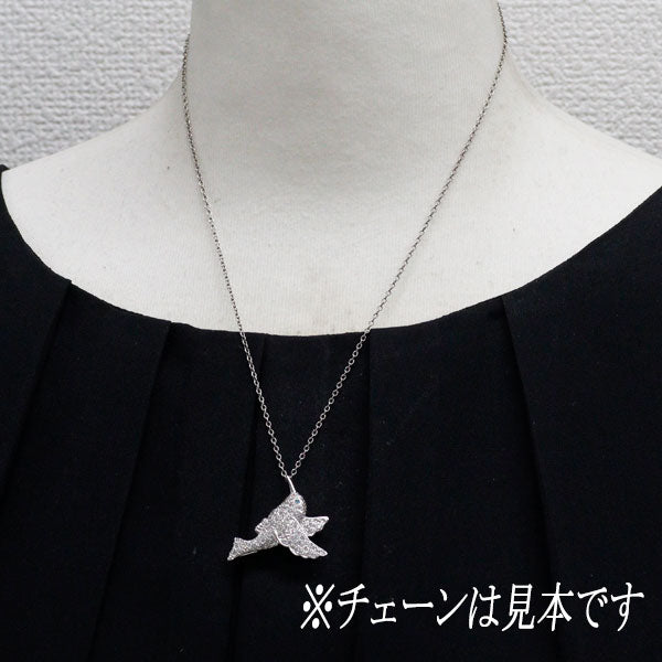 K18WG アイスブルー/カラーレス ダイヤモンド  ブローチ兼 ペンダントトップ 1.11ct 鳥