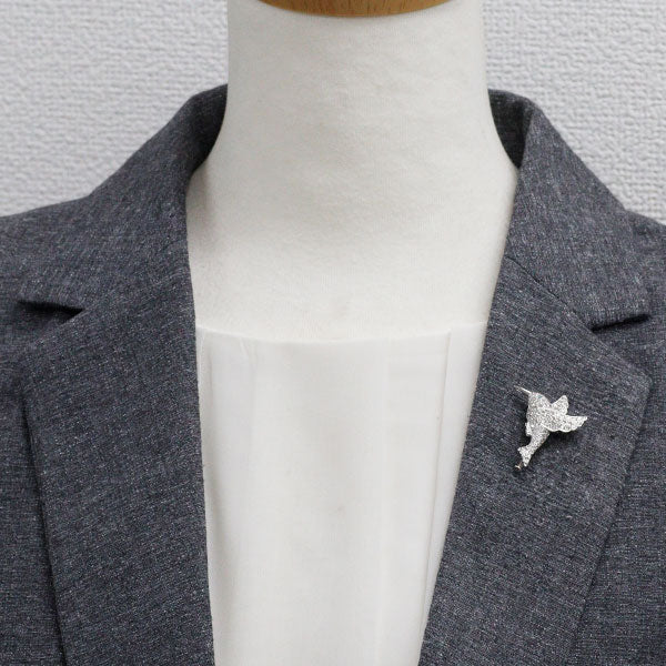 K18WG アイスブルー/カラーレス ダイヤモンド  ブローチ兼 ペンダントトップ 1.11ct 鳥