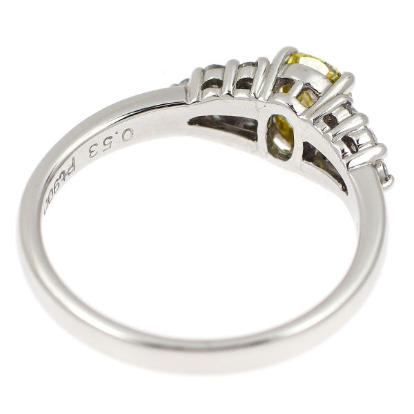 Pt900 天然イエローダイヤモンド リング 0.53ct FVY SI2 D0.19ct