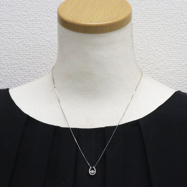 K18WG ダイヤモンド ペンダントネックレス 0.20ct D0.10ct 馬蹄