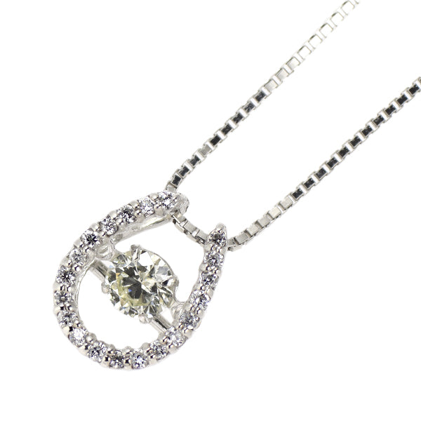 K18WG ダイヤモンド ペンダントネックレス 0.20ct D0.10ct 馬蹄