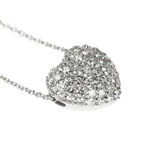 K18WG ダイヤモンド ペンダントネックレス 1.00ct ハート パヴェ