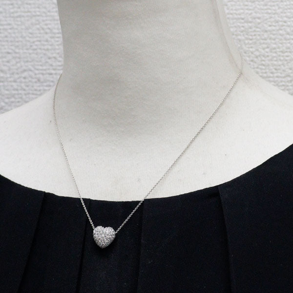 K18WG ダイヤモンド ペンダントネックレス 1.00ct ハート パヴェ