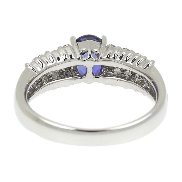 Pt900 バイオレット サファイア ダイヤモンド リング 1.053ct D0.48ct