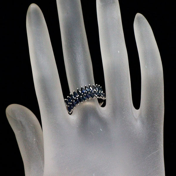 K18WG マーキスカット サファイア リング 2.10ct