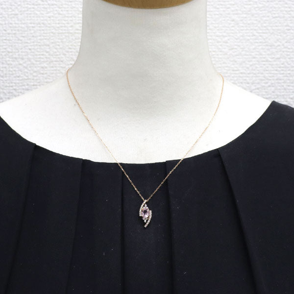 K18PG モルガナイト ダイヤモンド ペンダントネックレス 0.73ct D0.24ct