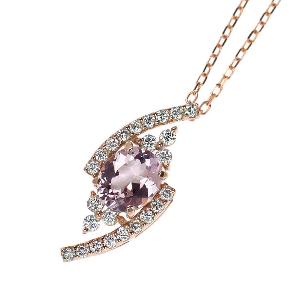 K18PG モルガナイト ダイヤモンド ペンダントネックレス 0.73ct D0.24ct