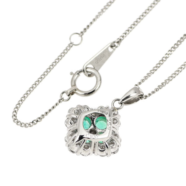 Pt850 エメラルド ダイヤモンド ペンダントネックレス 0.46ct D0.50ct