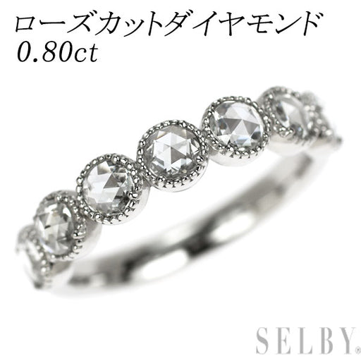 Pt900 ローズカット ダイヤモンド リング 0.80ct ハーフエタニティ