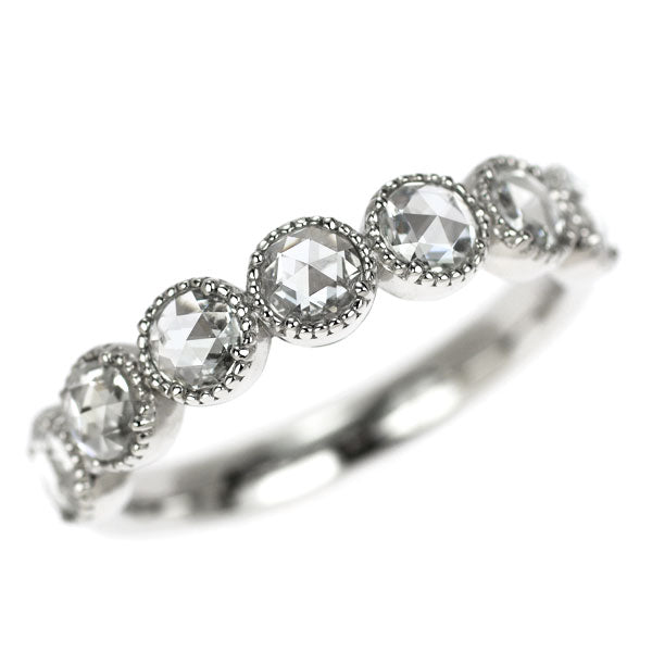 Pt900 ローズカット ダイヤモンド リング 0.80ct ハーフエタニティ