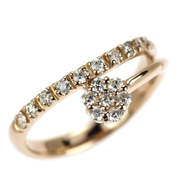 K18PG ダイヤモンド リング 0.33ct フラワー