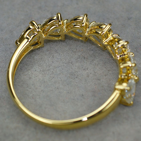 新品 K18YG ハートシェイプカットダイヤモンド リング D1.50ct 【エスコレ】 ハーフエタニティ