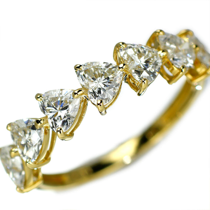 新品 K18YG ハートシェイプカットダイヤモンド リング D1.50ct 【エスコレ】 ハーフエタニティ
