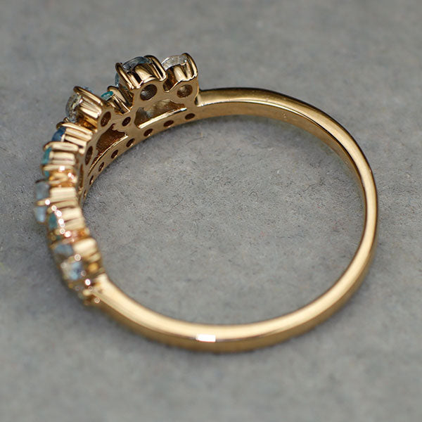 新品 K18PG パライバトルマリン アクアマリン ダイヤモンド リング 0.06ct AQ0.28ct D0.19ct 希少石 レアストーン【エスコレ】