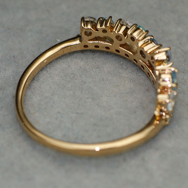 新品 K18PG パライバトルマリン アクアマリン ダイヤモンド リング 0.06ct AQ0.28ct D0.19ct 希少石 レアストーン【エスコレ】