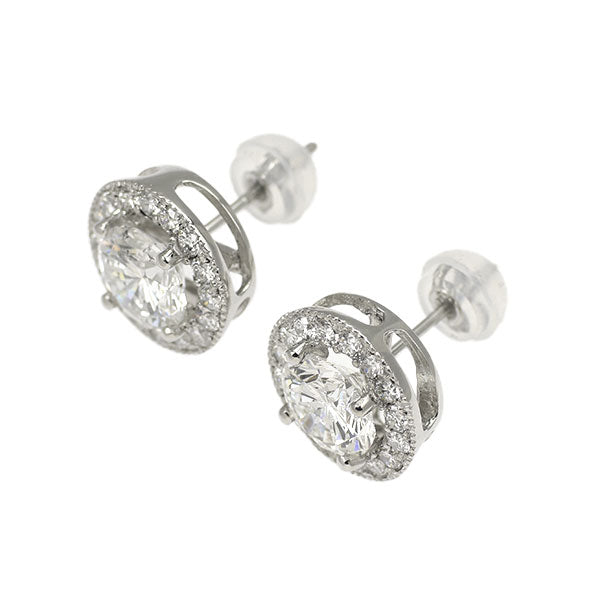 新品 Pt950/ Pt900 ダイヤモンド スタッド ピアス 2.078ct F SI2 VG/G D0.60ct【エスコレ】