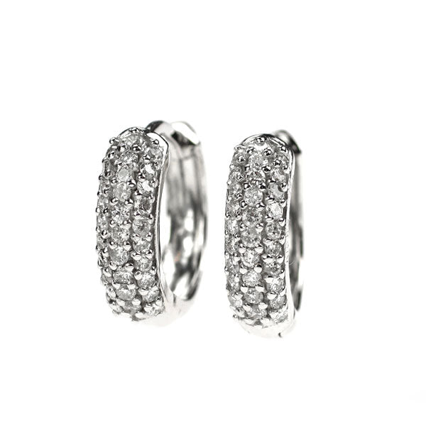 K18WG ダイヤモンド ピアス 0.50ct フープ