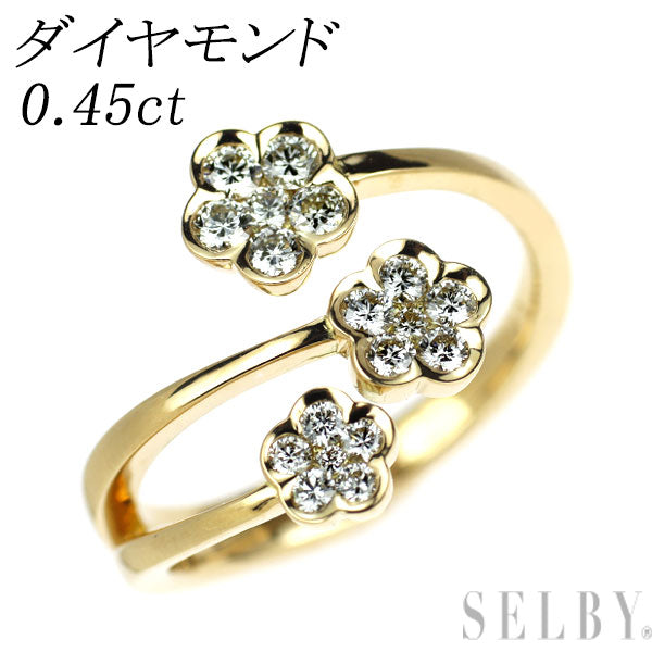 K18YG ダイヤモンド リング 0.45ct フラワー