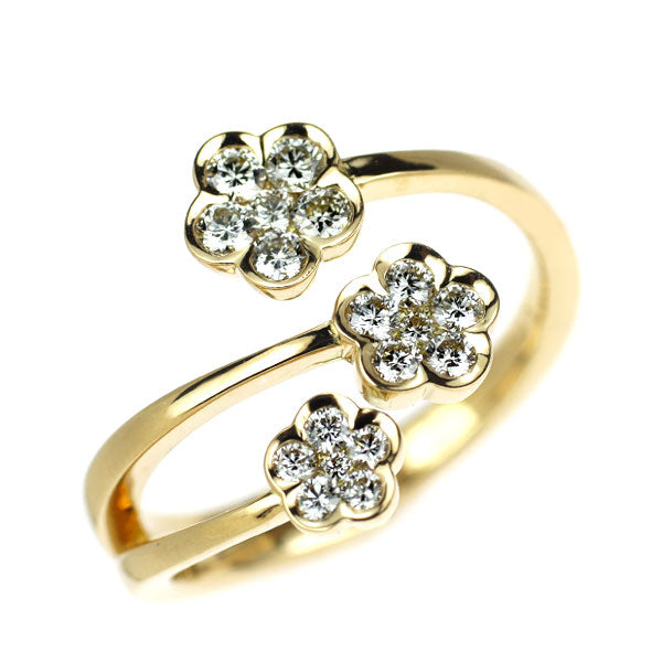 K18YG ダイヤモンド リング 0.45ct フラワー
