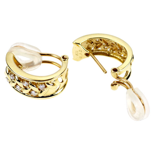 K18YG ダイヤモンド ピアス兼イヤリング 0.24ct