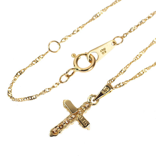 K18YG ダイヤモンド ペンダントネックレス 0.15ct クロス — セルビー