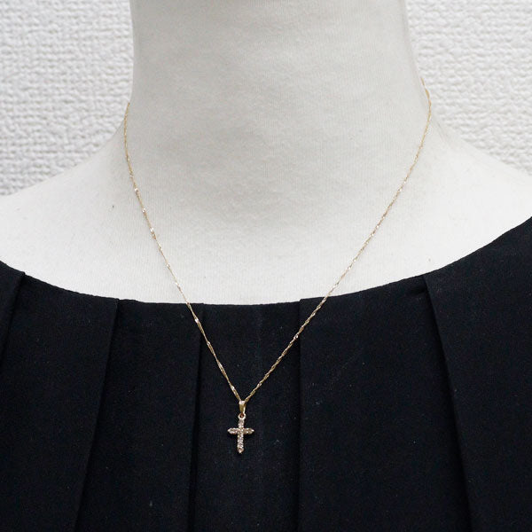 K18YG ダイヤモンド ペンダントネックレス 0.15ct クロス