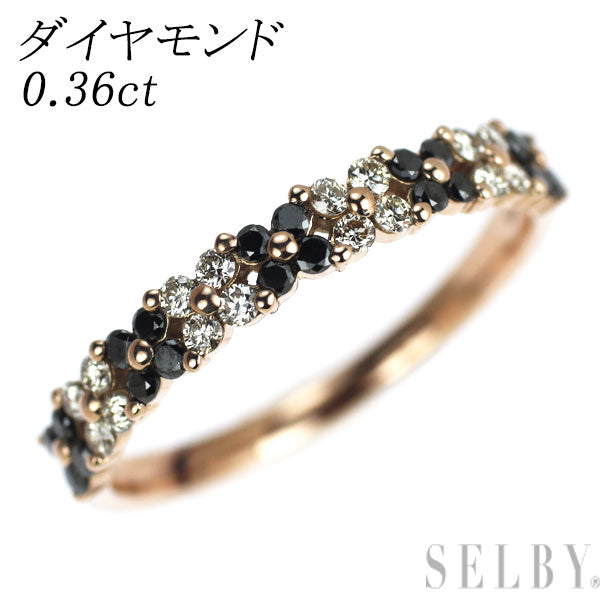 K18PG ブラック/カラーレス ダイヤモンド リング 0.36ct フラワー