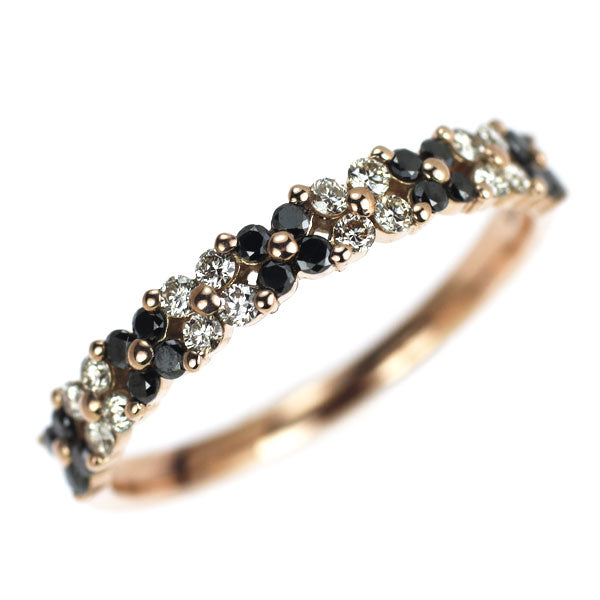 K18PG ブラック/カラーレス ダイヤモンド リング 0.36ct フラワー