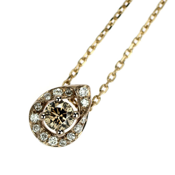 イーノス/E-NO'S K18BG ブラウンダイヤモンド ペンダントネックレス 0.16ct D0.05ct 原石付き